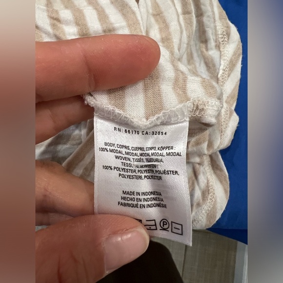 Anthropologie Little Yellow Button striped T-shirt with sheer dot design med. - Picture 2 of 7